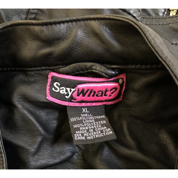 Say What? Cropped Faux Leather Jacket XL Black Gold Zipper Accents Motorcycle - Picture 5 of 9